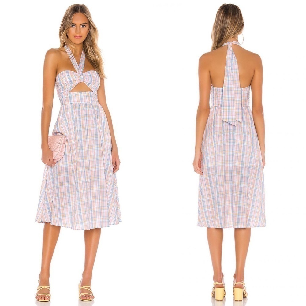 Majorelle Florian Midi Dress in Pastel Plaid XS